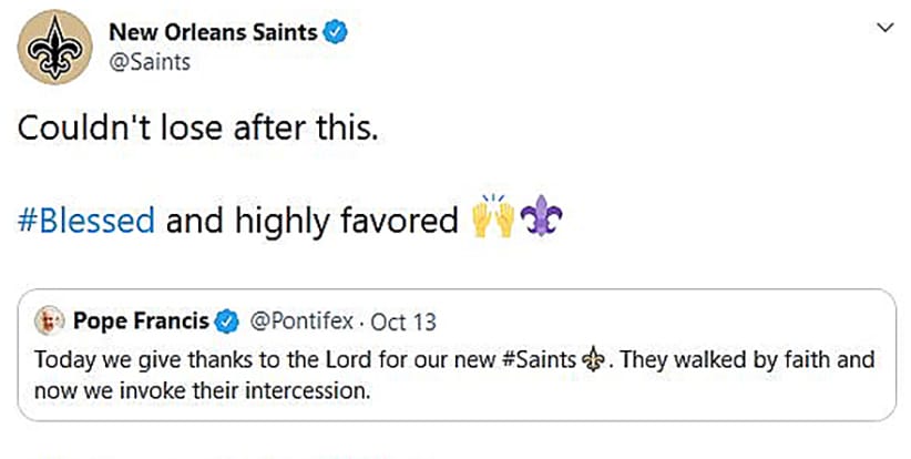 POPE SAINTS TWEET