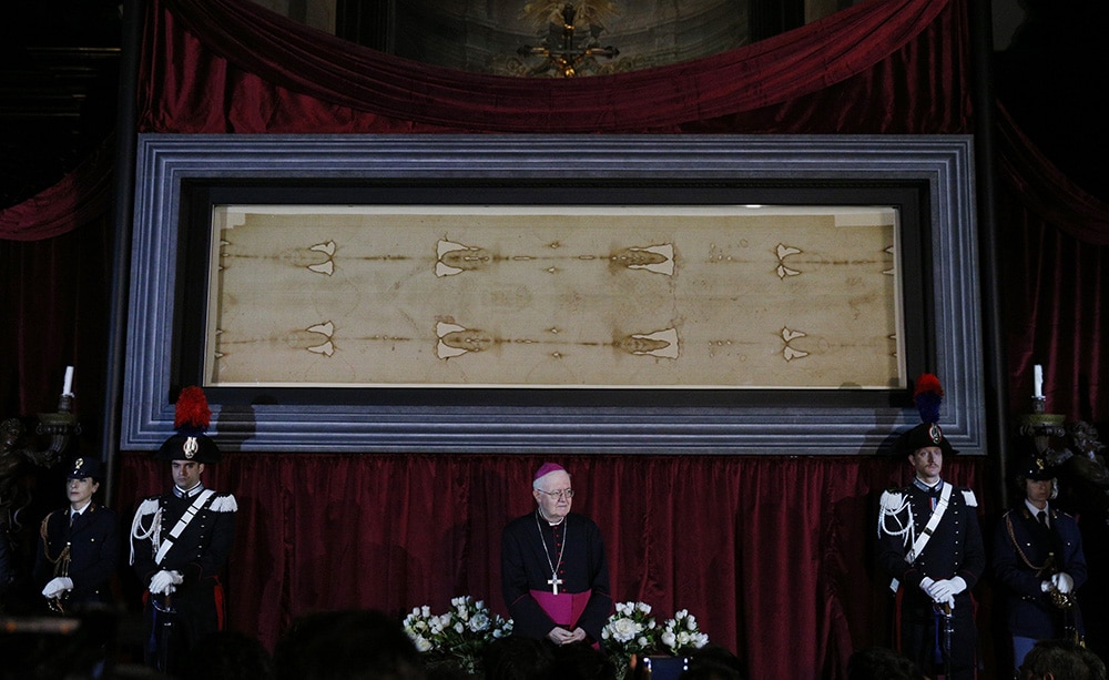 Shroud of Turin displayed at Cathedral of St. John the Baptist in Turin, Italy