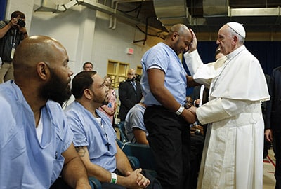 Pope Francis visits prisoners at Curran-Fromhold Correctional Facility in Philadelphia