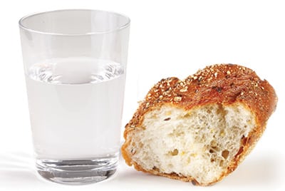 glass of water and bread