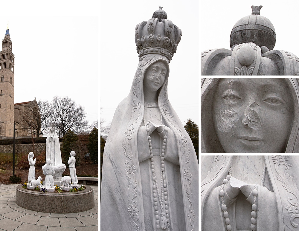 WASHINGTON BASILICA NATIONAL SHRINE STATUE VANDALISM