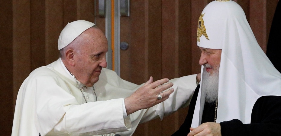 Pope Francis and Orthodox Patriarch Kirill of Moscow and All Russia