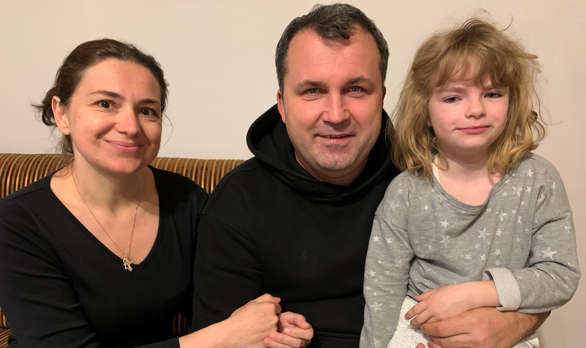 Olha, Serhii and Stefania Bolshov, refugees from Ukraine