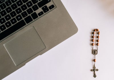 computer and rosary