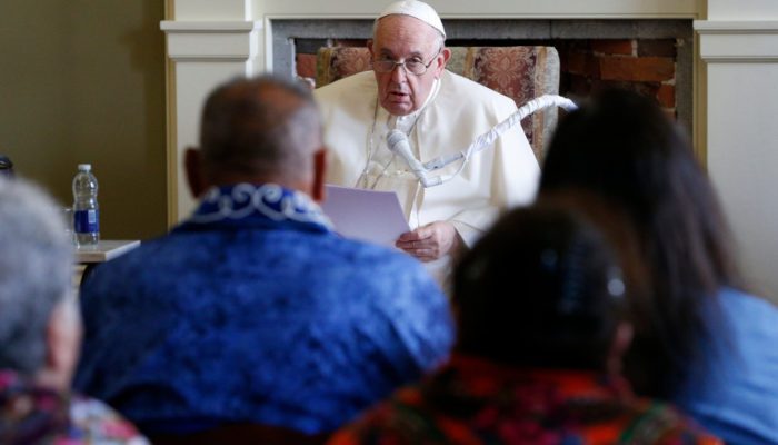 delegation of Indigenous people 20220729T1045-POPE-QUEBEC-INDIGENOUS-1733007(2)(1) Pope Canada