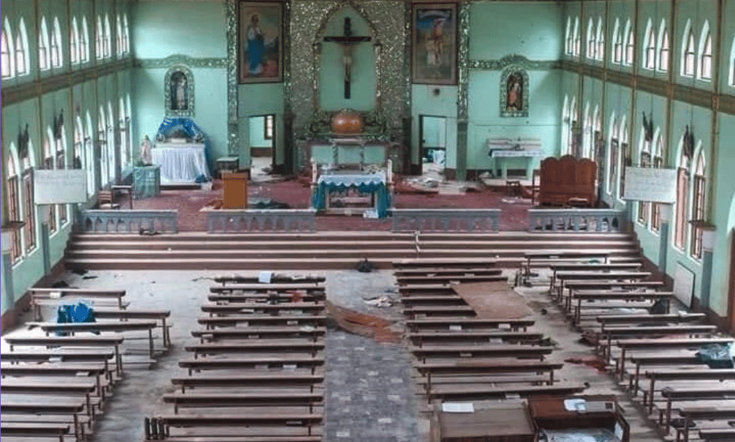 DAMAGED MYANMAR CATHOLIC CHURCH