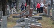Jewish headstones toppled