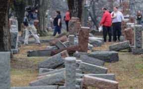 Jewish headstones toppled