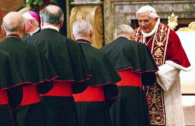 POPE GREETS CARDINALS AND BISHOPS AT VATICAN