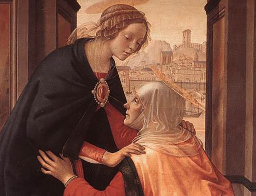 A painting of the Visitation showing the Virgin Mary with Elizabeth.