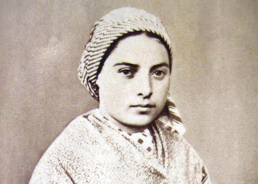 A sepia photo of St. Bernadette Soubirous