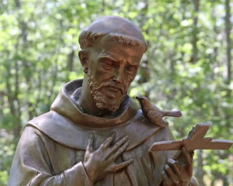 A bronze statue of St. Francis