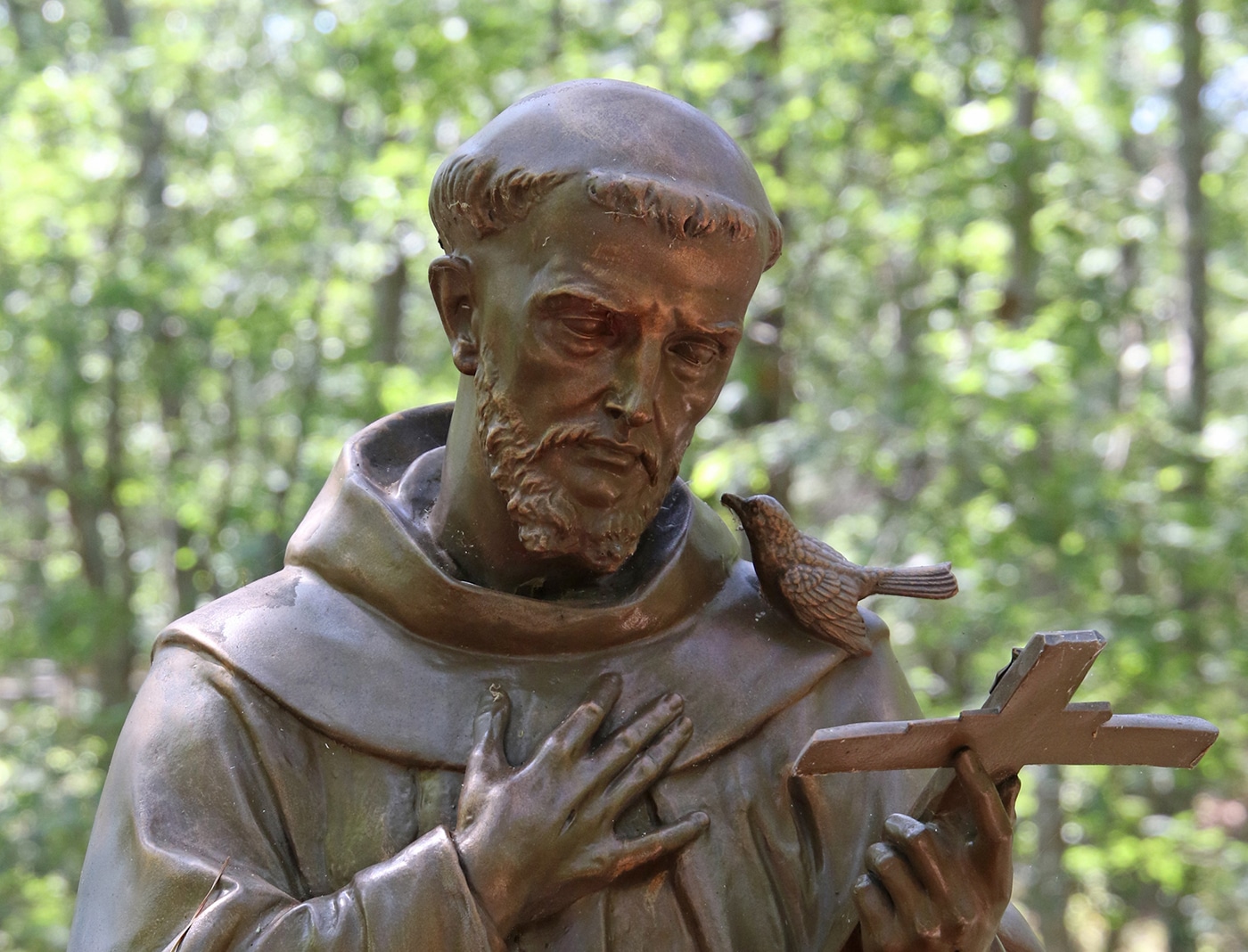 A bronze statue of St. Francis