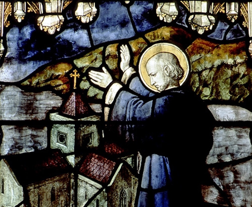 A stained glass image of St. Columba.