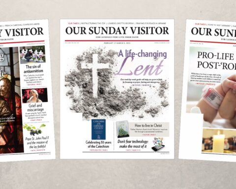 A montage of Our Sunday Visitor newspaper covers