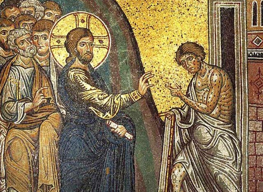 Christ heals leper
