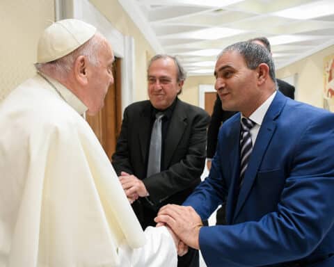 POPE FRANCIS WITH TWO FATHERS