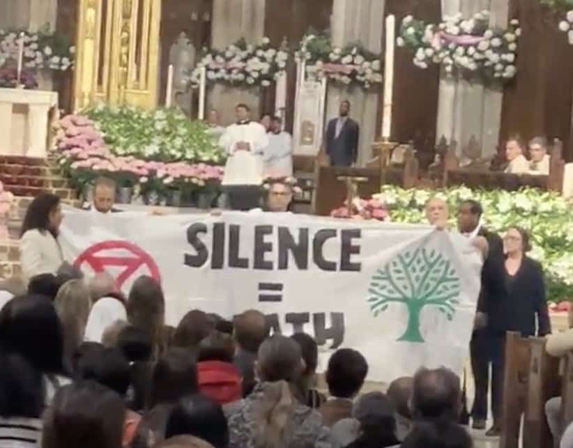 ACTIVISTS DISRUPT EASTER VIGIL AT ST. PATRICK'S CATHEDRAL